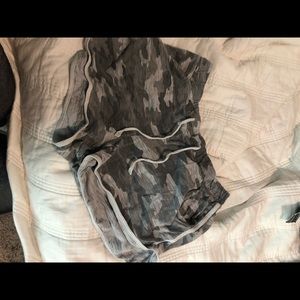 Gray camouflage shorts, justice size 18/20 so like a size small in women’s